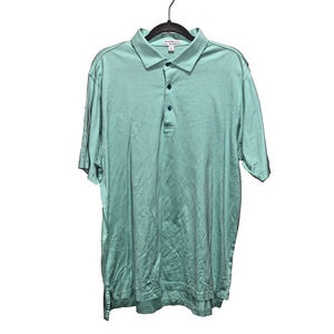 Peter Millar Men's Golf Shirt Green White Striped L Sporty Outdoor Athletic Wear